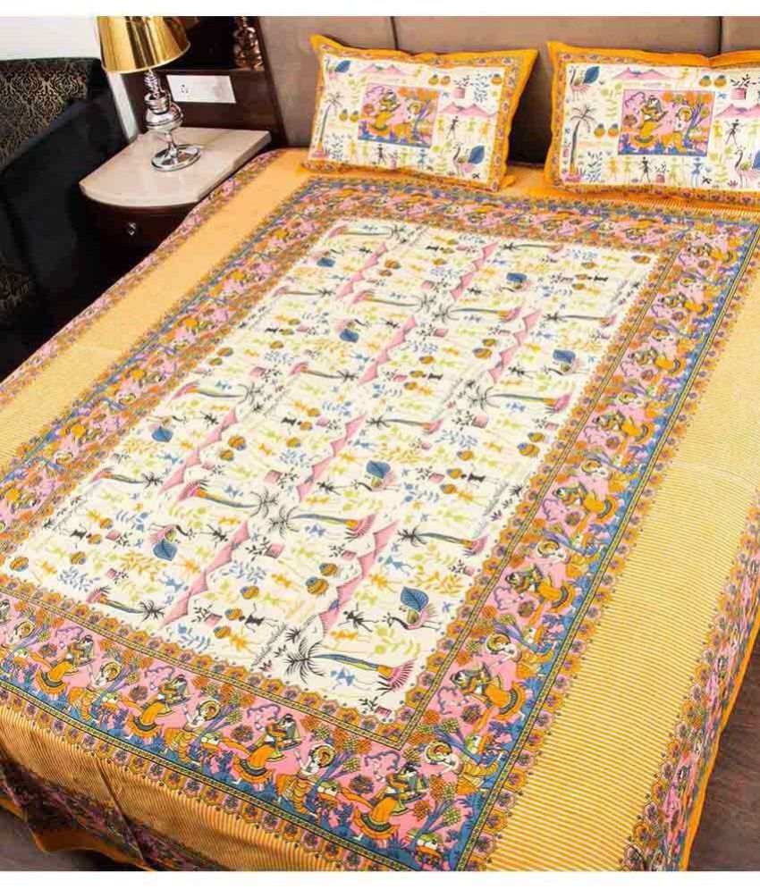 jaipuri bedsheet Cotton Double Bedsheet with 2 Pillow Covers Buy