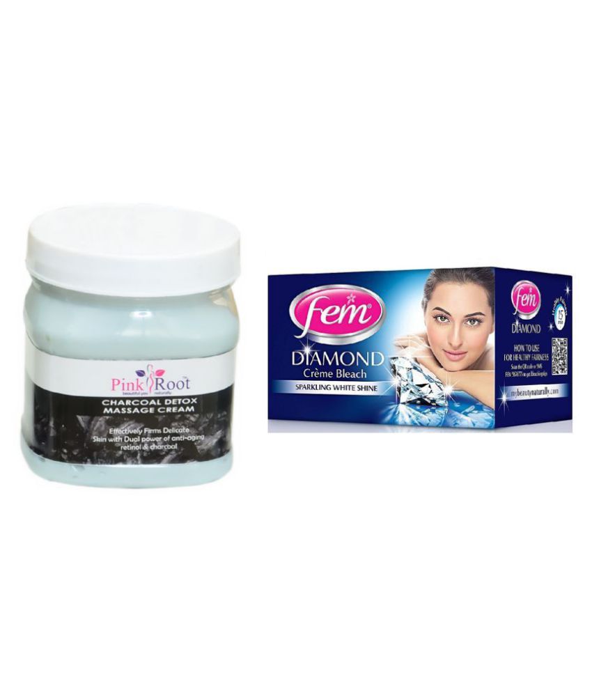 Pink Root Charcoal Cream 500ml, Fem Diamond Creme Bleach Day Cream 500