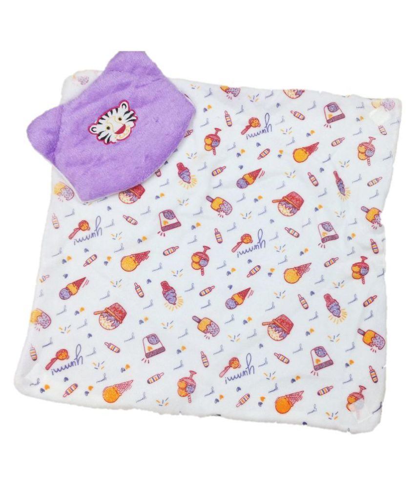 New Jain Traders Purple Fleece Baby Blanket ( 67 Cm × 67 Cm- 1 Pcs 