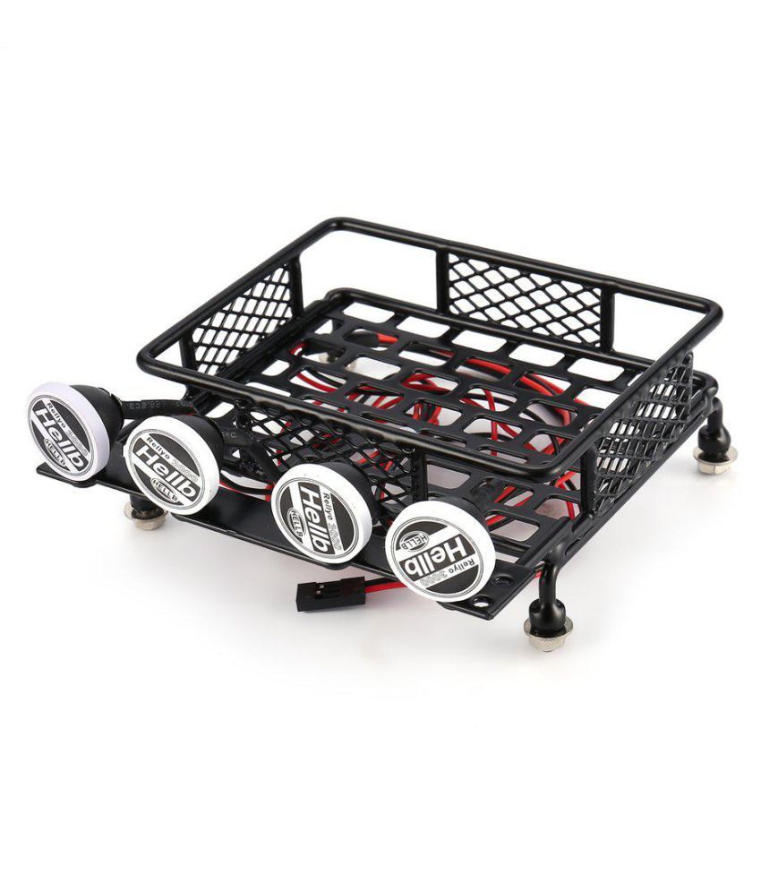 RC CAR Roof Rack Luggage Carrier With 4 LED Light Bars Truck Crawler