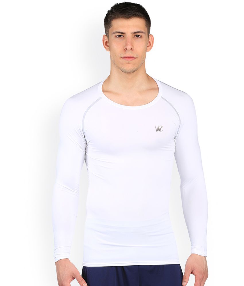 WCRIGHT White Polyester Lycra T-Shirt 