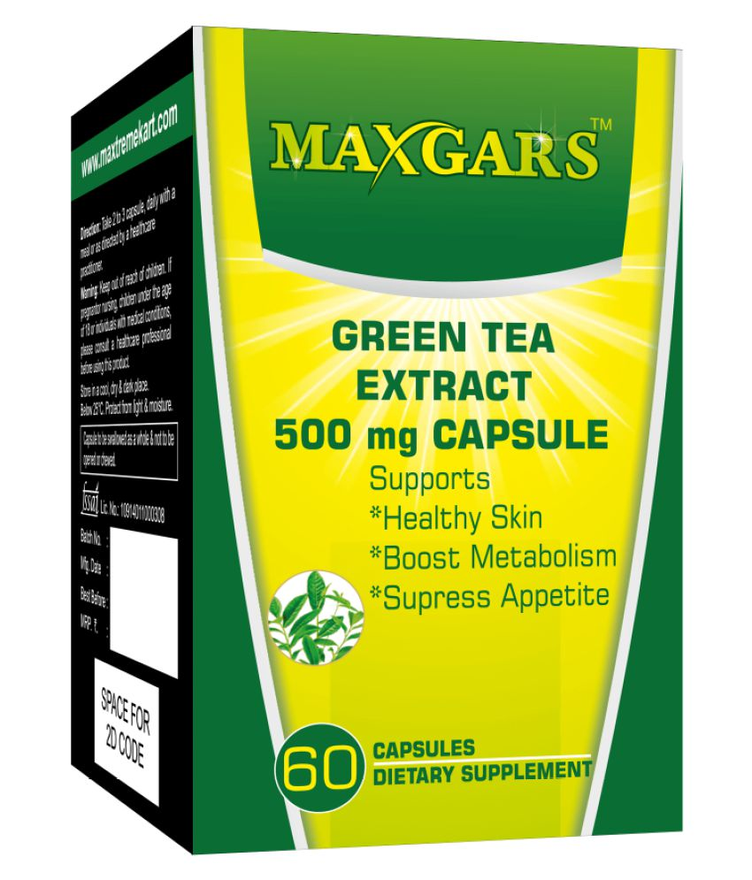 Maxgars Maxgars Green Tea Extract Fat Burner 500mg 30 no.s Unflavoured