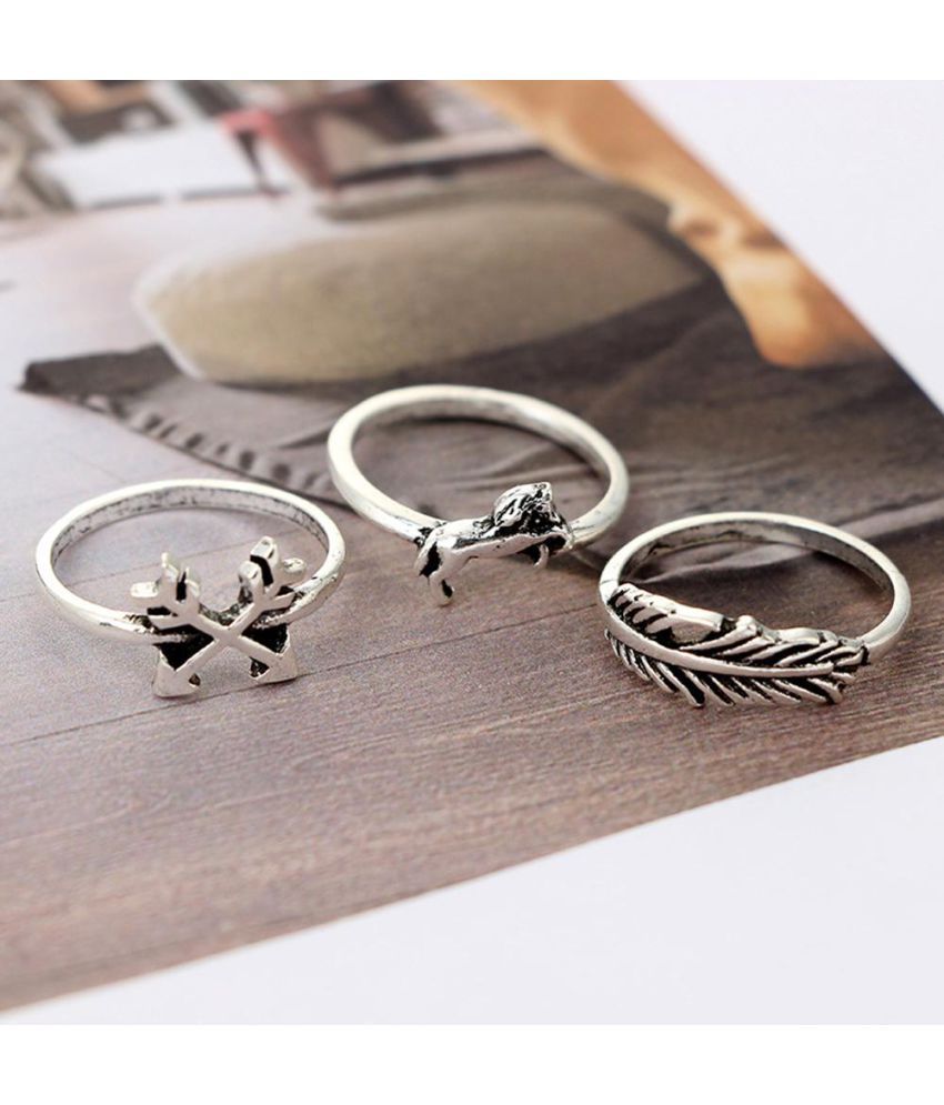 12Pcs/Set Women Vintage Knuckle Midi Ring Leaf Fox Elephant Rings Jewelry 6A