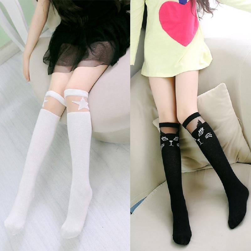 girls black knee socks