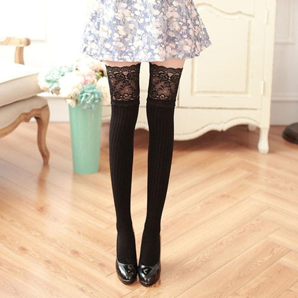 Winter Lace Knit Over Knee Long 