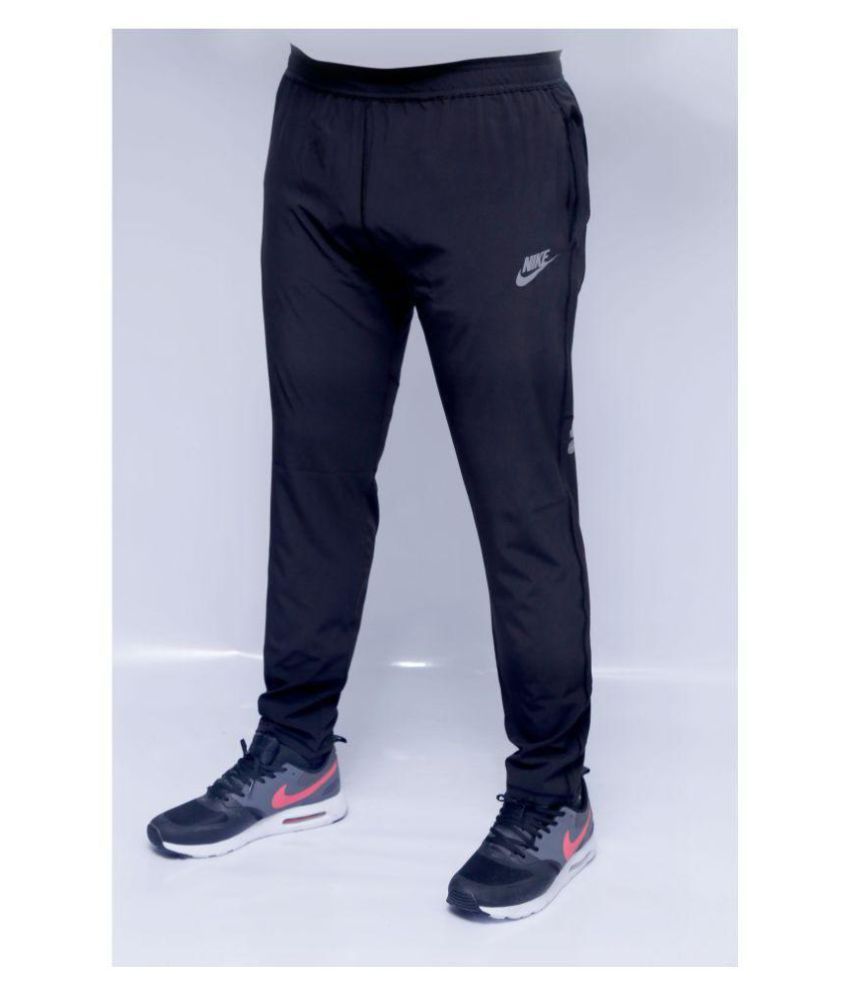 nike black polyester lycra trackpants