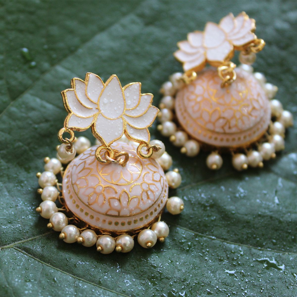 meenakari jhumka gold