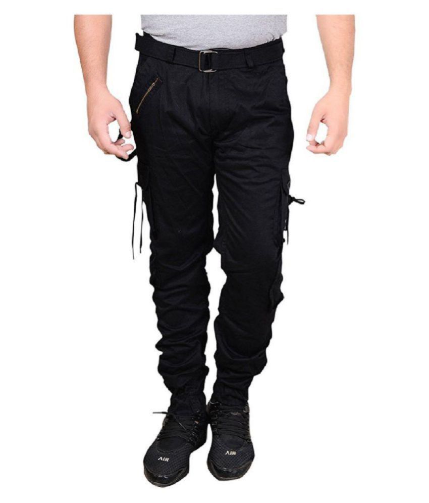 black low rise cargos