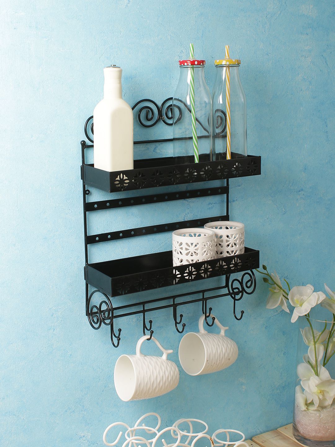 Home Sparkle Kitchen Wall Rack Mild Steel Black Buy Home Sparkle Kitchen Wall Rack Mild Steel Black Online At Low Price Snapdeal