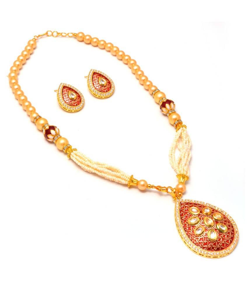 Jewar Mandi Pendant Set Kundan Pearl Polki Ad Cz Gemstones