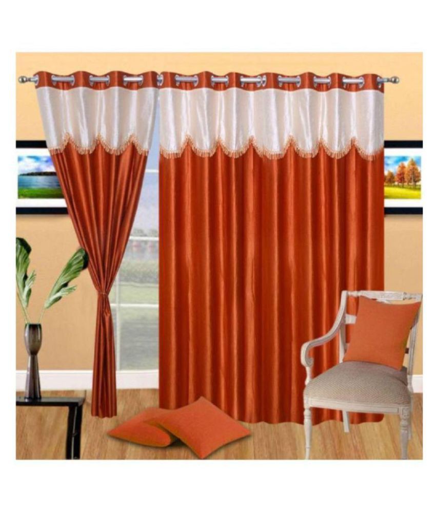     			Tanishka Fabs Semi-Transparent Curtain 5 ft ( Pack of 3 ) - Rust