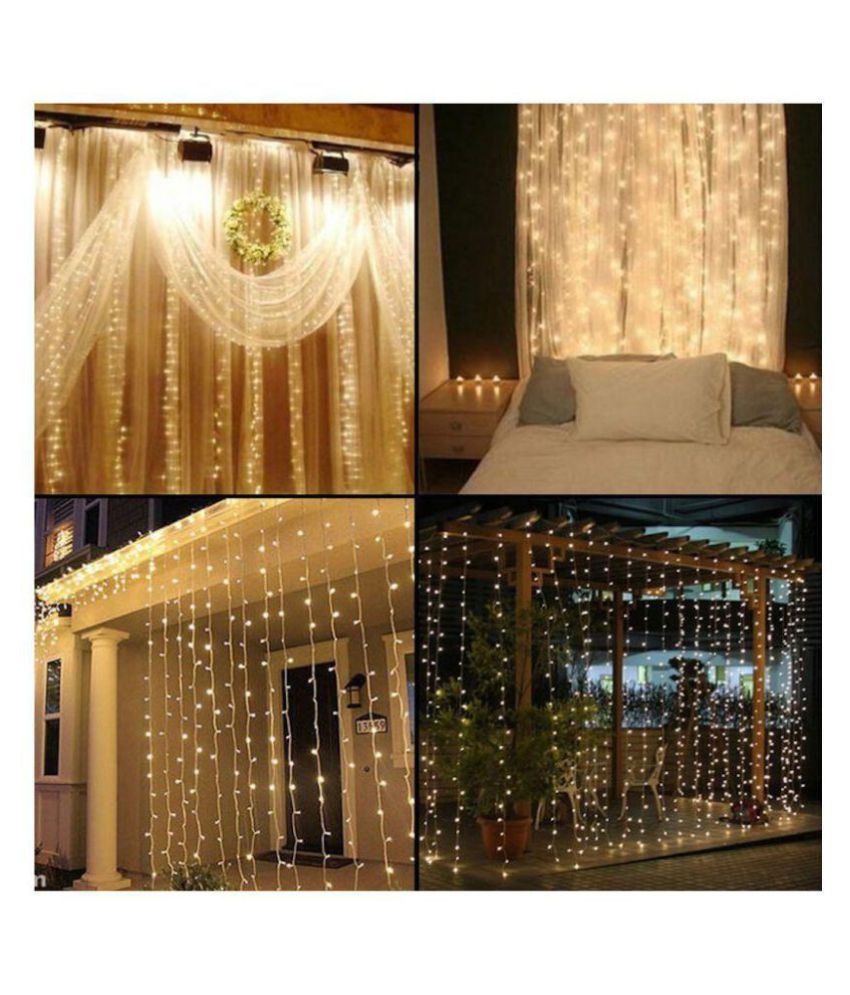     			a to z traders 3x3Mtr Waterfall curtain LED String Lights Yellow