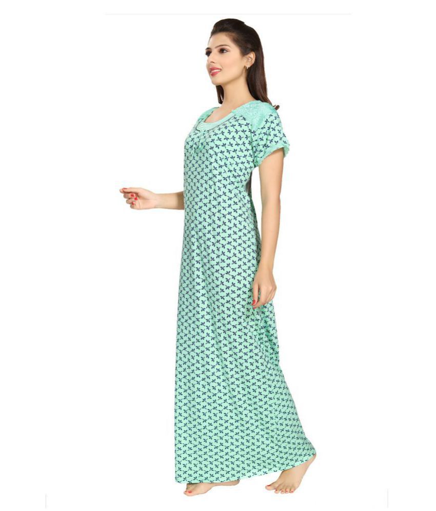 Buy 9shineslabel Cotton Nighty & Night Gowns - Green Online at Best ...