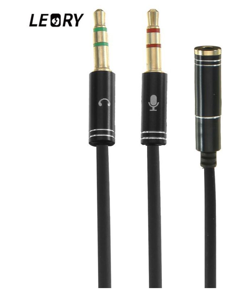 Buy LEORY 3.5mm Jack Microphone Headphone Splitter Cable Earphone Y 2 Male To 1 Female For