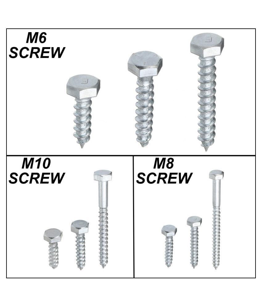 M6 M8 M10 DIAMETER ZINC HEX SCREWS / BOLTS LENGTHS Buy M6 M8 M10