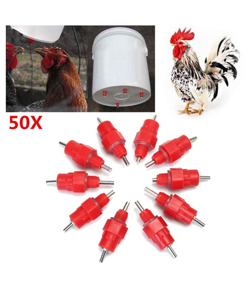 50X Chicken Water Nipple Drinker Duck Hen Poultry Feeder 360° Screw in Style 
