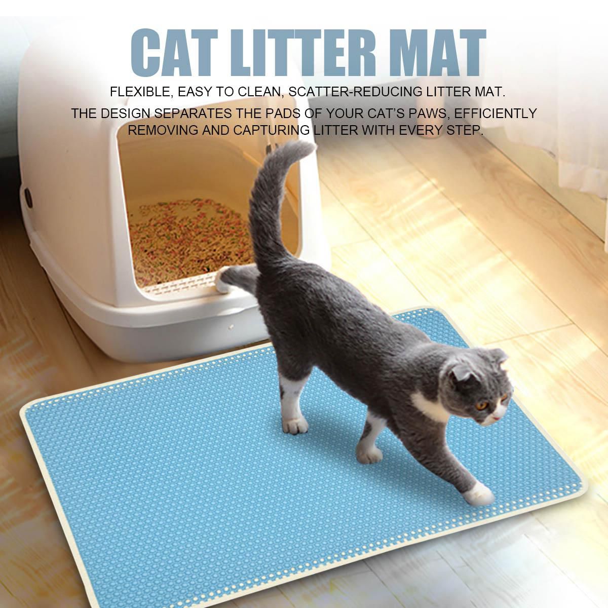 Cat Waterproof Double-Layer Cat Litter Mat Trapper Foldable Pad Pet Rug Home 