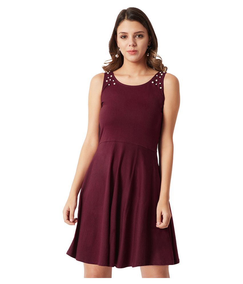    			Miss Chase Cotton Maroon Skater Dress
