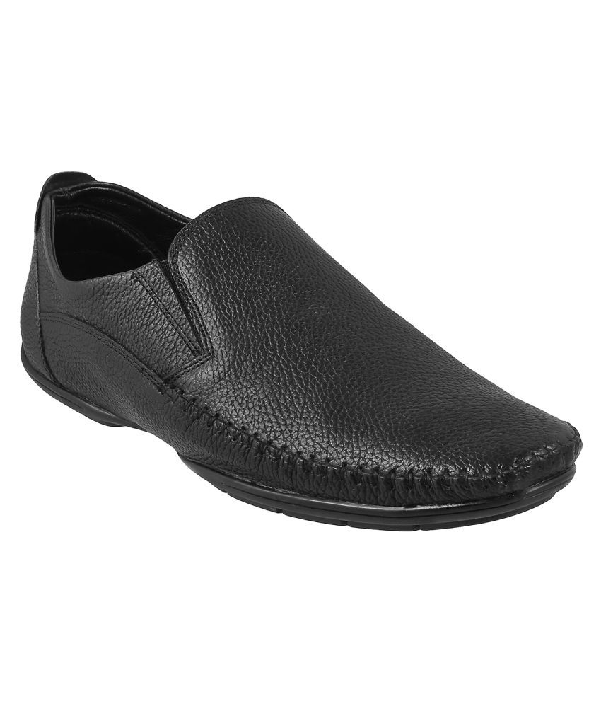 Metro Slip On Genuine Leather BLACK Formal Shoes Price in India- Buy ...