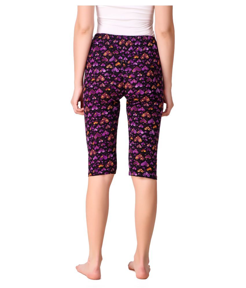 Buy Masha Cotton Night Capris Purple Online At Best Prices In India