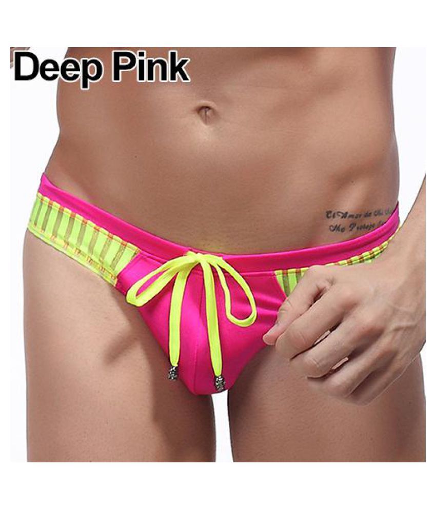 Men Sexy Swimwear Swim Briefs Shorts Bowknot Striped Comfy G