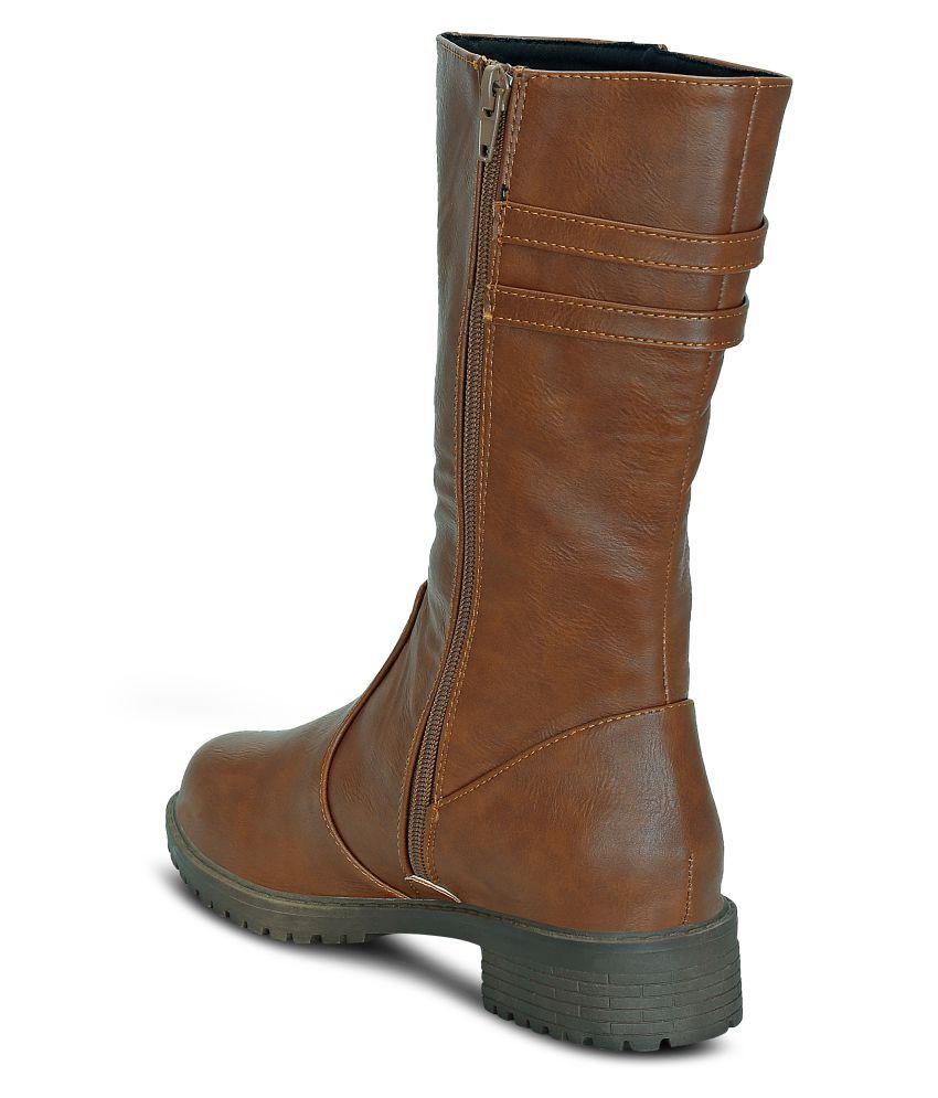 tan mid calf length boots