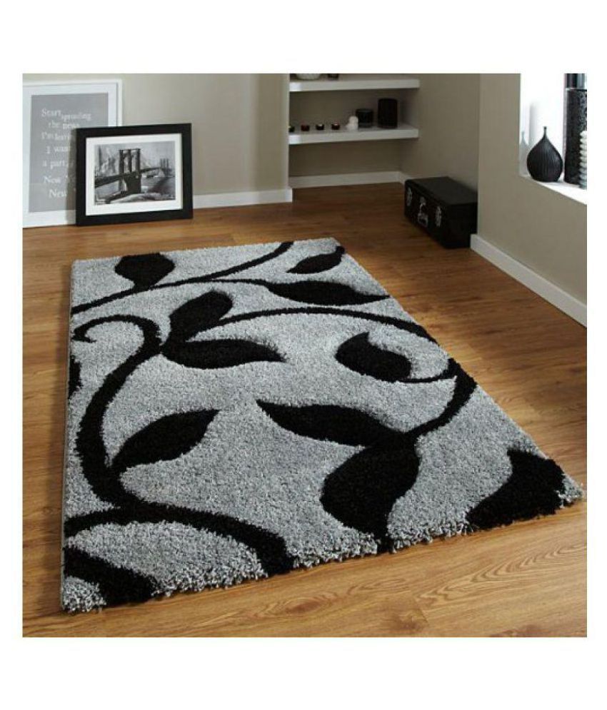     			Laying Style Black Chenille Carpet Floral