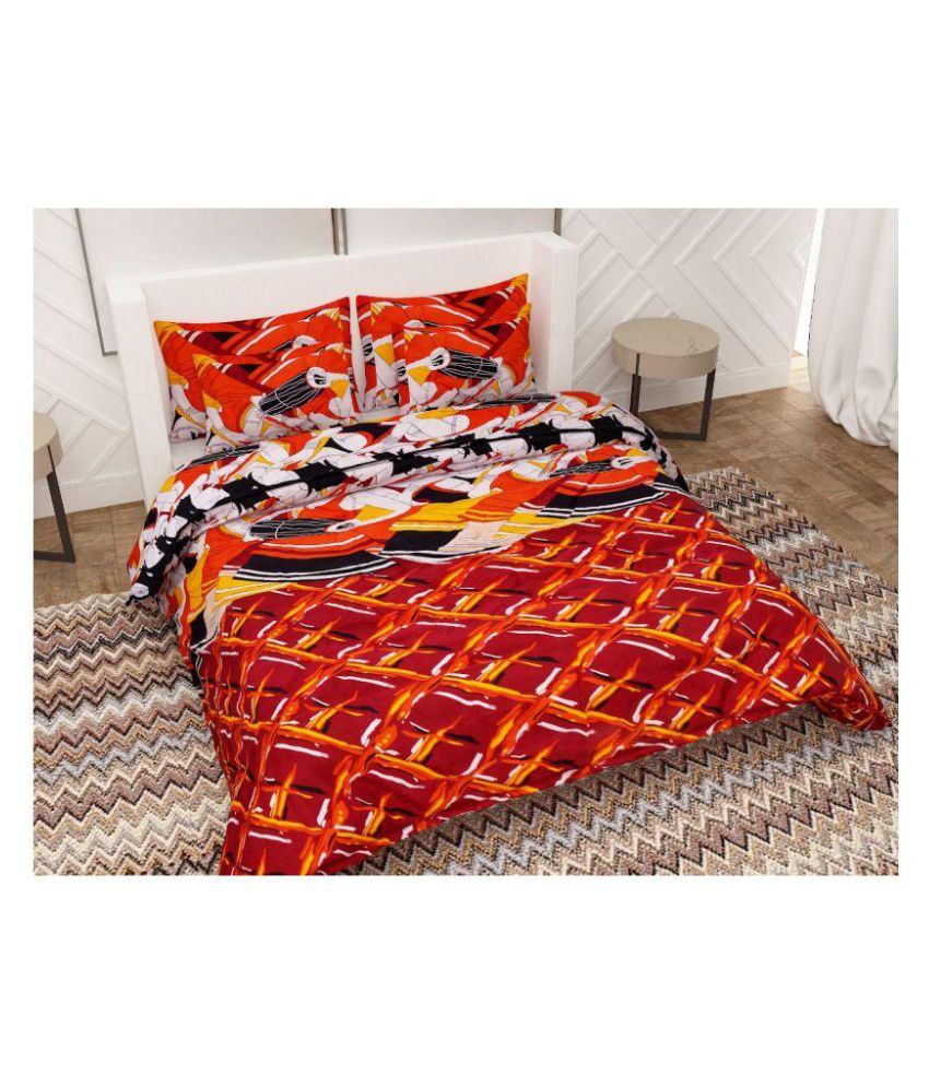 M&M.INDIA Poly Cotton Double Bedsheet with 2 Pillow Covers Buy M&M