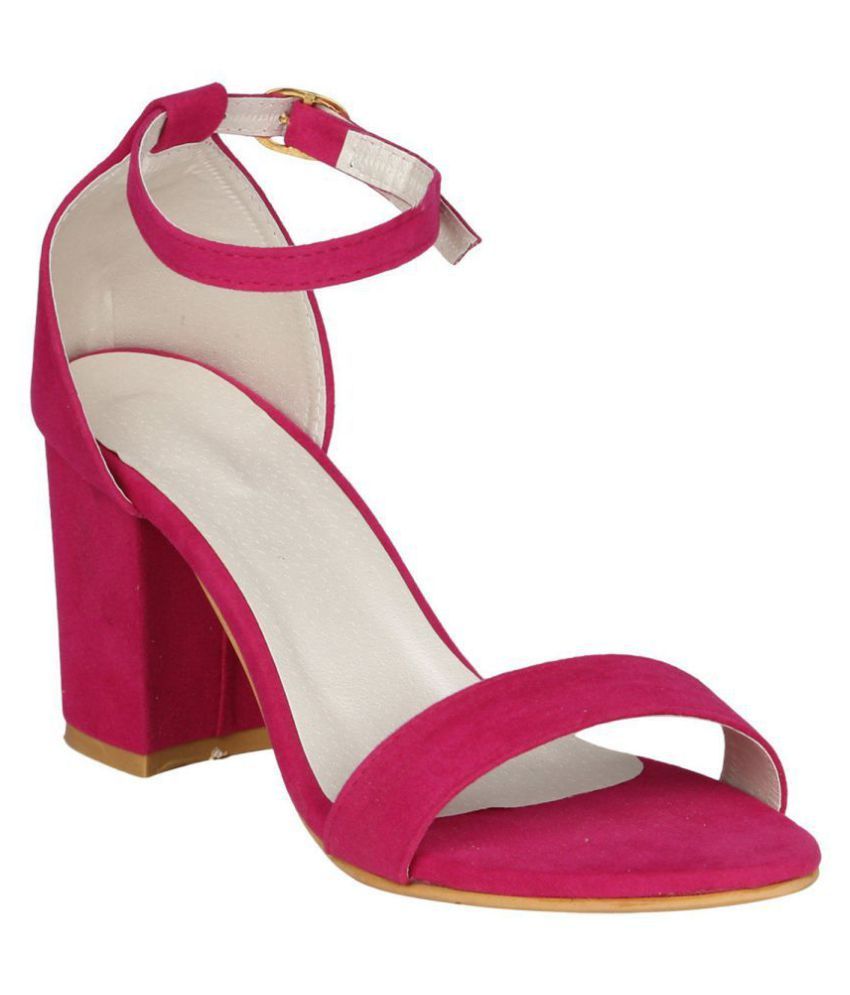 bright pink block heels