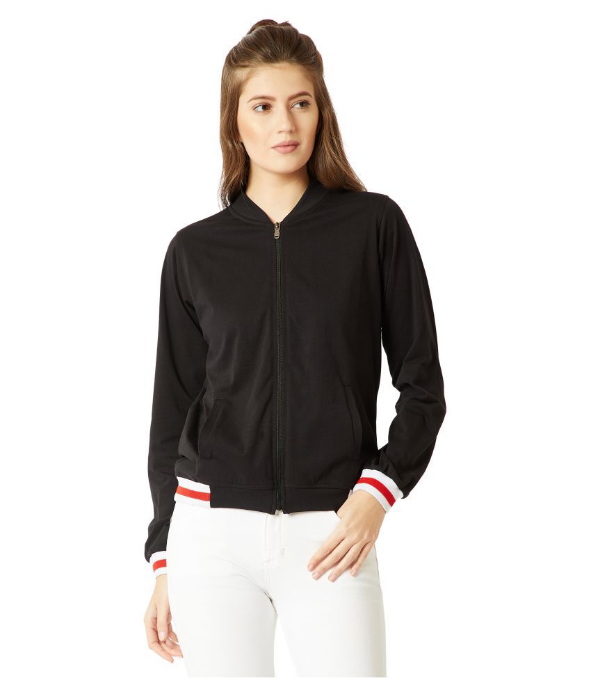     			Miss Chase Cotton Black Bomber Jackets