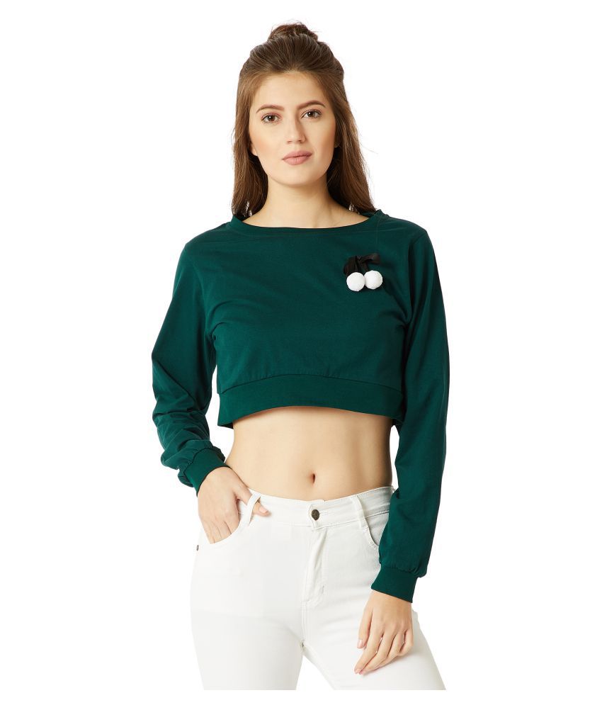     			Miss Chase - Green Cotton Women's Crop Top ( Pack of 1 )