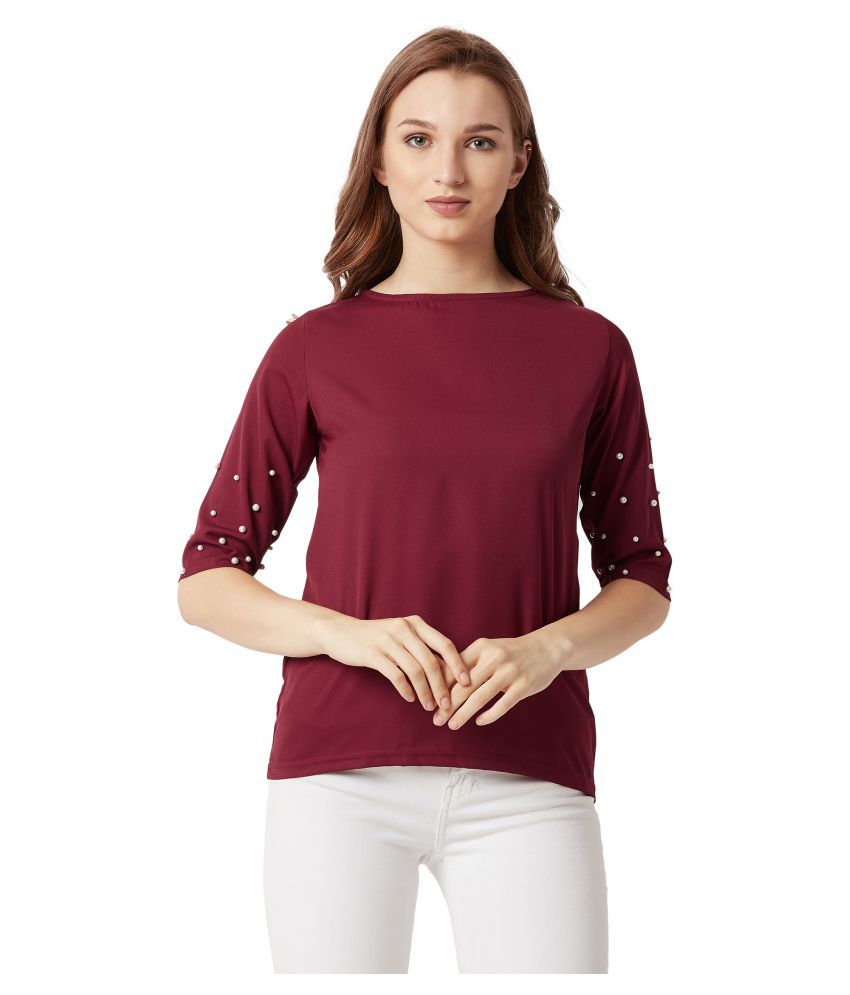     			Miss Chase Polyester Regular Tops - Maroon