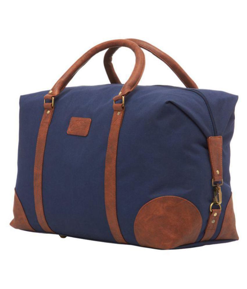 Leather World Blue Solid Duffle Bag - Buy Leather World Blue Solid ...