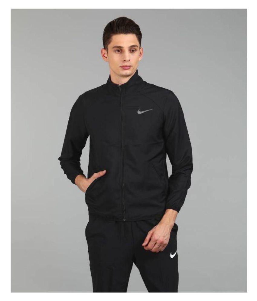 nike black polyester terry jacket