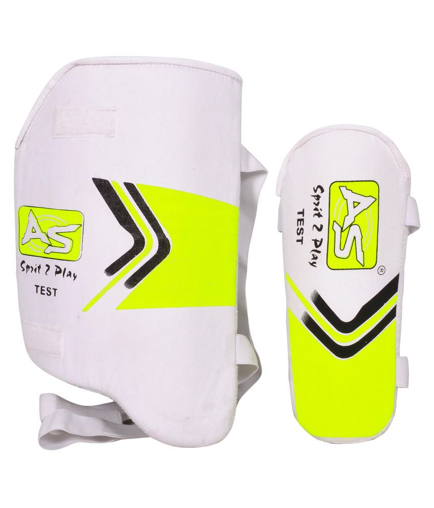 Batting Thigh Pad Elbow Pad Test AS Cricket Thigh and Elbow Guards in White 