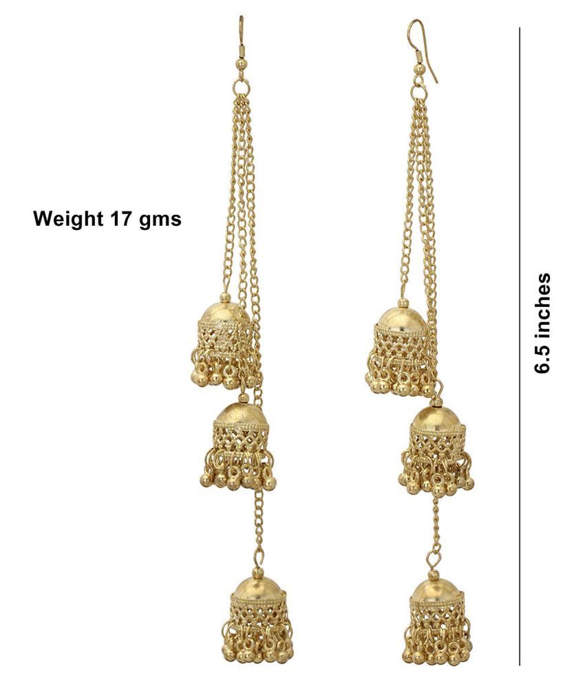 DeepCloud Antique silver kashmiri triple jhumki earrings(Gold,Sliver ...