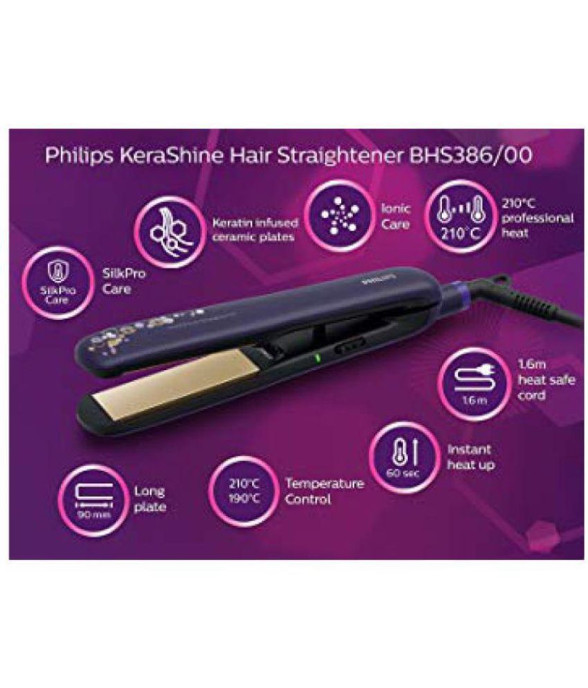 Philips BHS386/00 Hair Straightener ( Purple ) Price in India - Buy Philips  BHS386/00 Hair Straightener ( Purple ) Online on Snapdeal