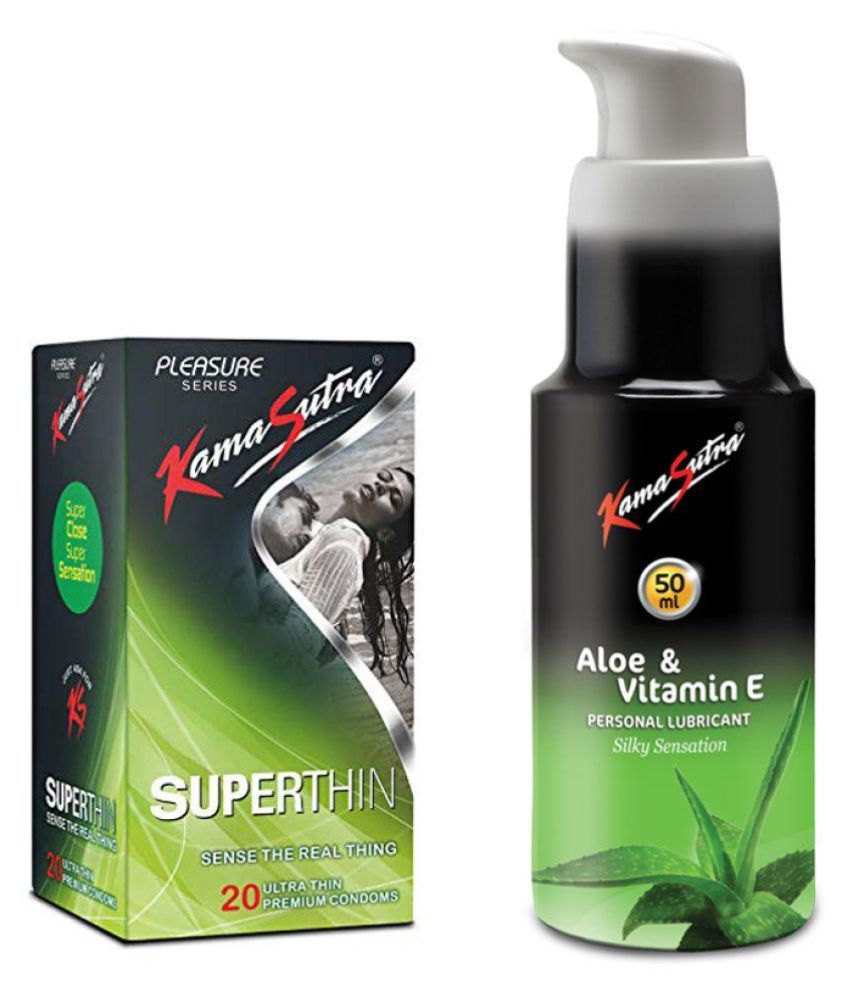 Buy Ks Superthin Condoms 20 Pcs and Aloe & Vitamin E Lubricant 50ml
