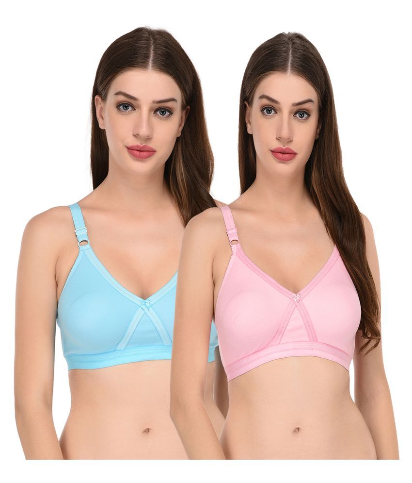     			Elina Pack of 2 Cotton Non Padded Women's T-Shirt Bra ( Multi Color )