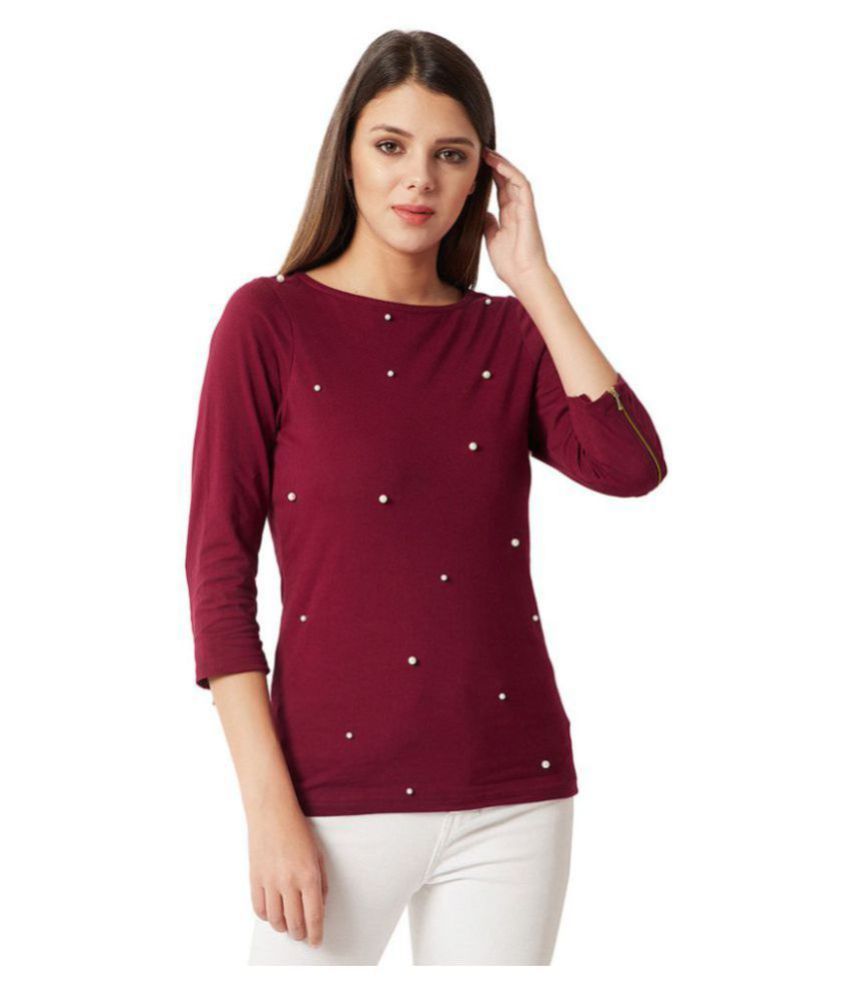     			Miss Chase Cotton Regular Tops - Maroon