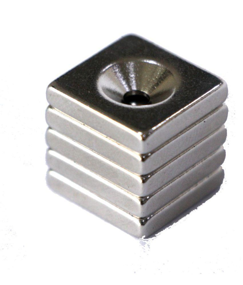     			Triomag 5pcs of 15mm x 15mm Sides , 3mm Height Square shaped Countersunk Magnets, Multi purpose Hobby magnets , For Art and Crafts