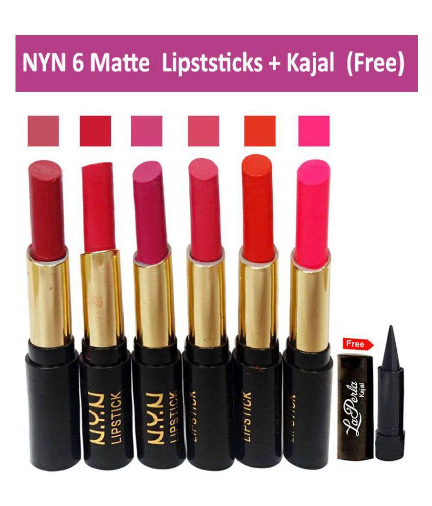     			NYN Lipstick Moisturzing Matte free kajal Pack of 7