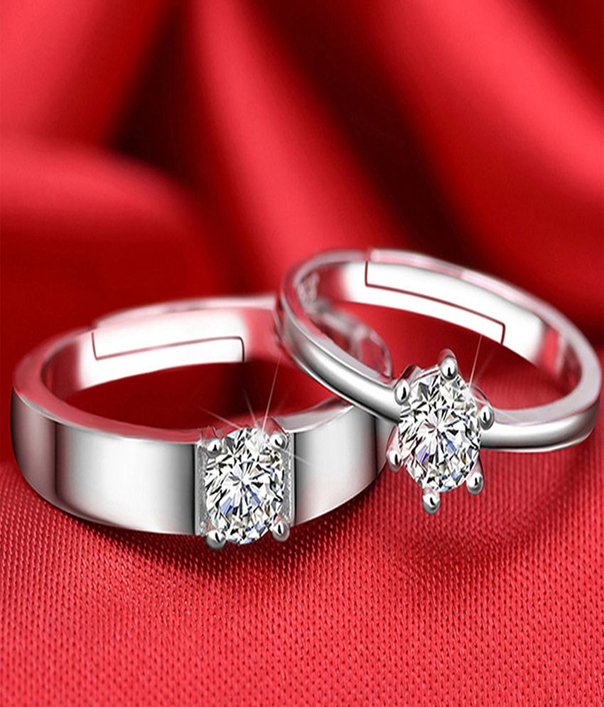 Designin Platinum 925 Silver Plated AD CZ Adjustable Fancy Couple