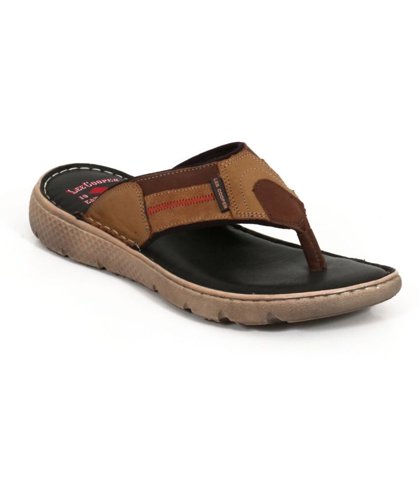 Lee Cooper Tan Leather Slippers Price 