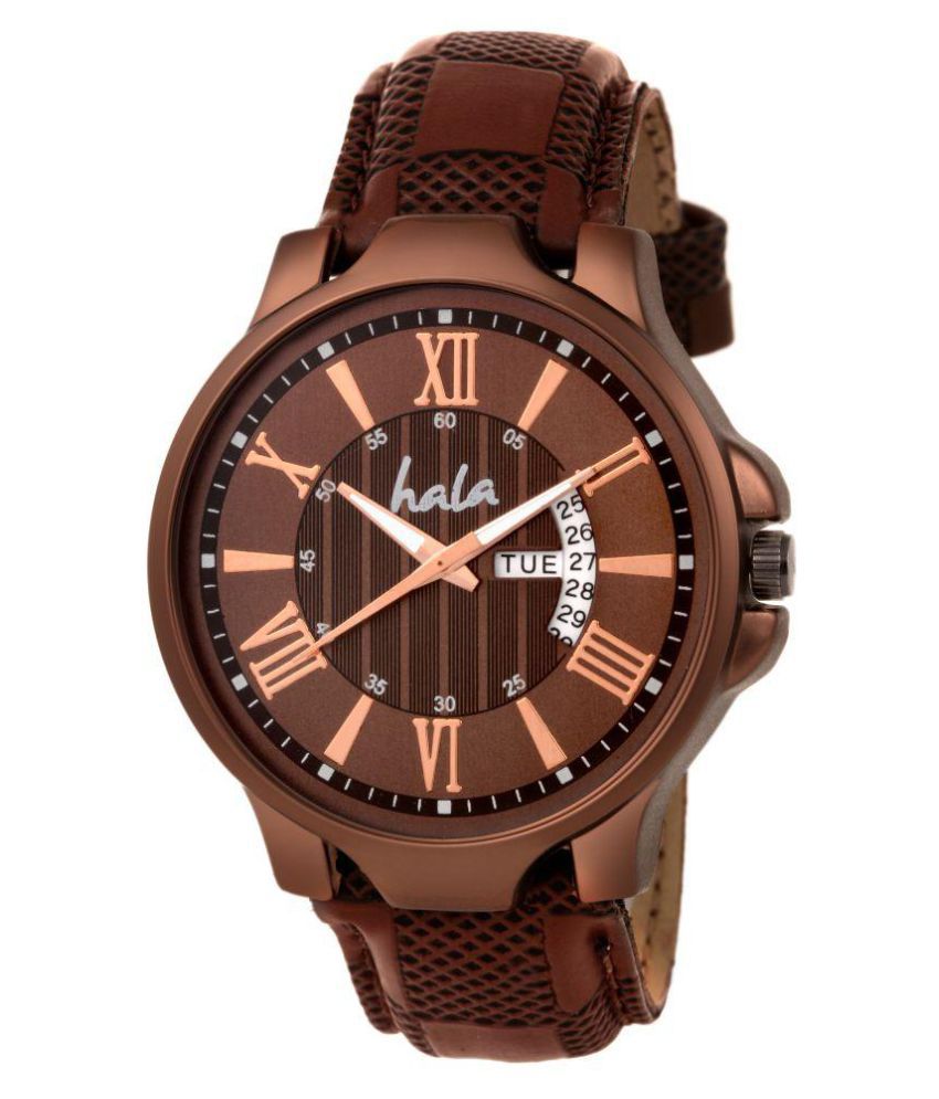 Hala 607 Original New Day & Date High Quality Copper Dial Watch for Boys & Men
