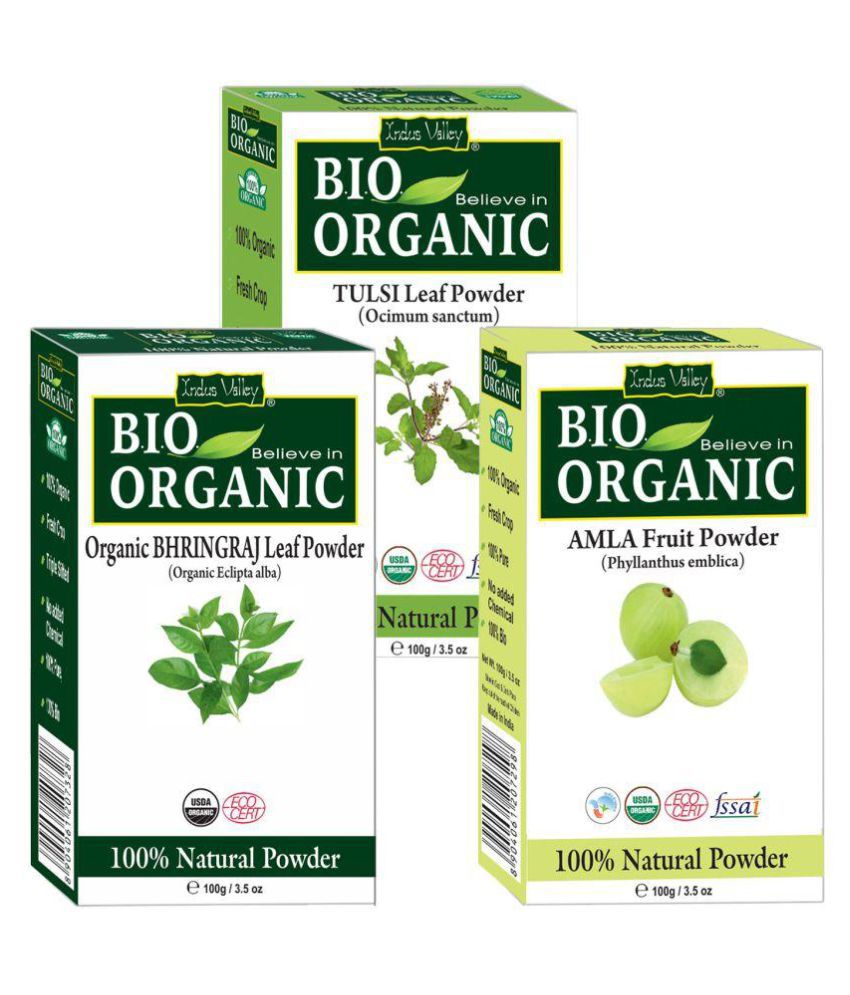     			Indus Valley BIO Organic Amla + Bhringraj + Tulsi Powder- 3-in-1 Combo Pack