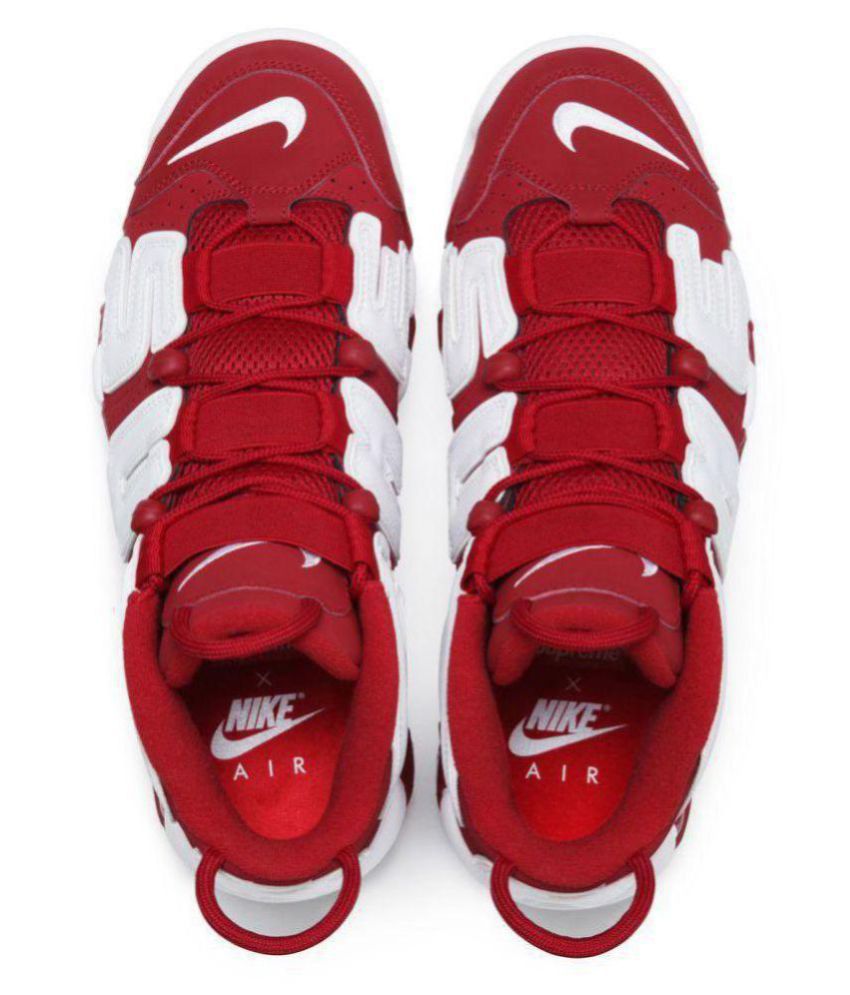 nike air more uptempo x supreme red basketball shoes