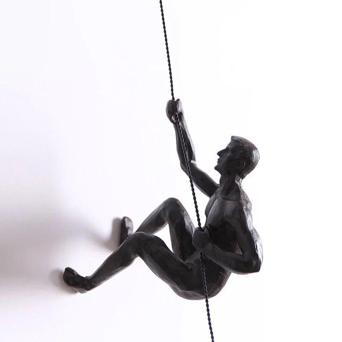 Handmade Global View Iron Man Climbing Rope Wall Mounted Art Sculpture Climber 