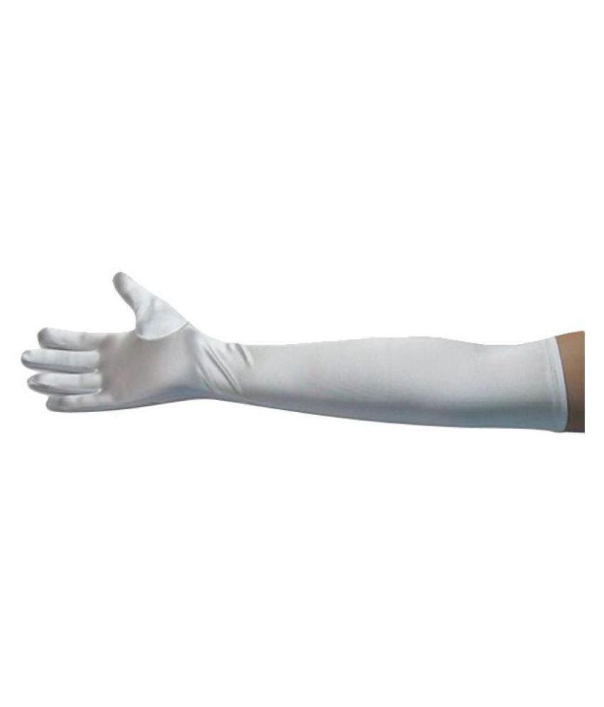     			Tahiro White Cotton Full Arm Sleeves Gloves - Pack Of 1