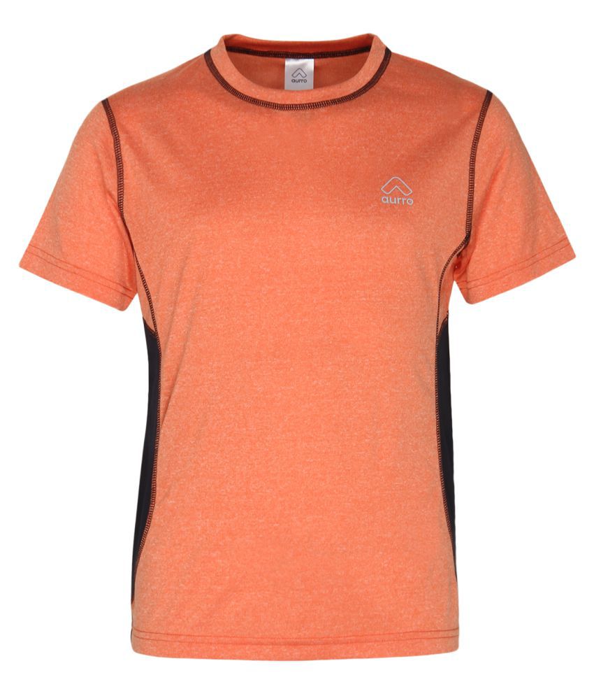 Aurro Sports Orange Polyester T-Shirt - Buy Aurro Sports Orange ...
